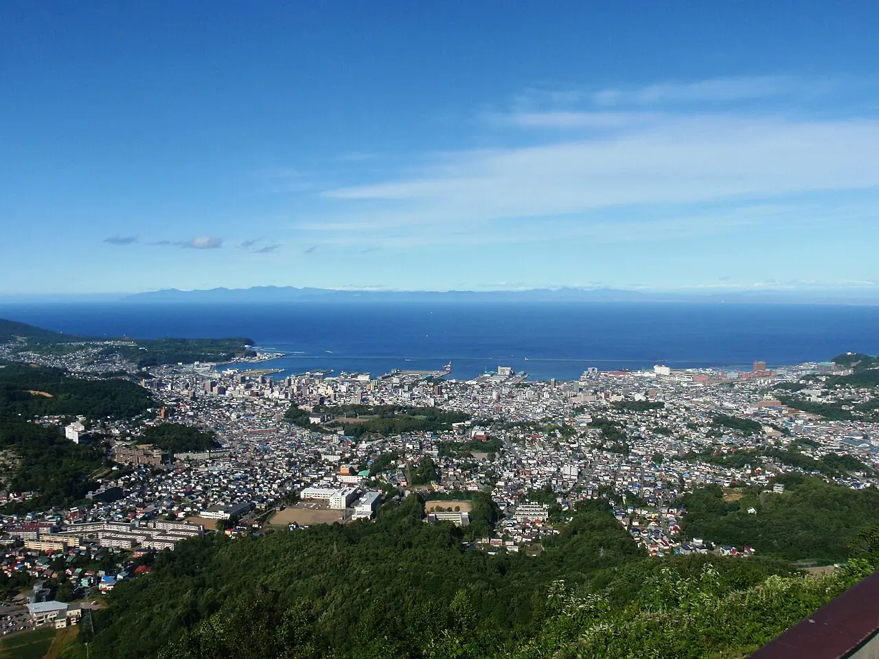 從天狗山俯瞰小樽市區與石狩灣